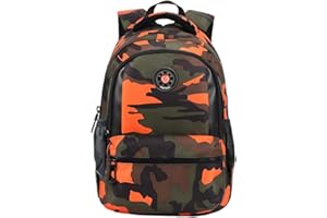 FNTSIC Cool Camouflage School Bags Children Backpacks Large Capacity Lightweight Shoulder Bags for Teenage Boys and Girls (Camo orange)