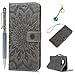 Produktbild Samsung Galaxy S8 Plus Hülle, Leder Flip Wallet Cover in Book Style Stand Case Card Slot Leder Tasche Case Karteneinschub und Magnetverschluß Kratzfestes und Schmutzunempfindliches in Grau Sonnenblume für Samsung Galaxy S8 Plus + Stylus Stift +Staubstecker