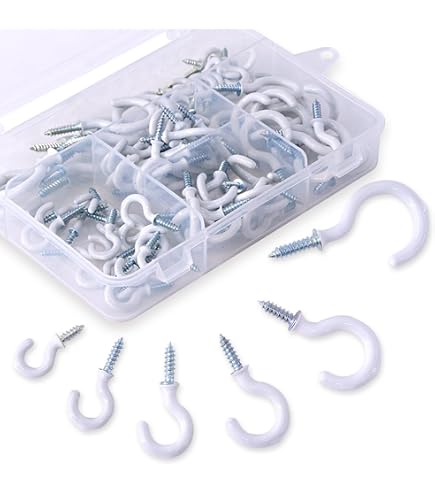 Lot De 10 Crochets à Visser Pour Plafond - Ouverture 1.5 Pouce, Revêtus Plastique Rouge, Acier Zingué