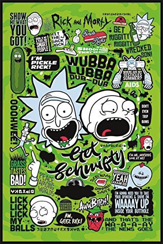 Póster Rick and Morty - Quotes/Citas 2 (61cm x 91,5cm) + 2 marcos tra