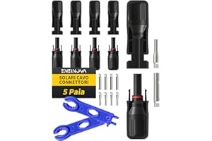 ENERNOVA Connettori Solari, 5/10/20/24/30 paia di Connettore Pannello Fotovoltaico, IP68 Impermeabile Connettori, Compatibile con Cavo Solare 2.5/4/6mm², per Pannello Solare Maschio/Femmina(5PCS)