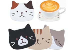 Tyqour 4 Stück Silikon Katze Untersetzer, Tischuntersetzer Dekorative Glasuntersetzer rutschfest Hitzebeständige Glas Untersetzer für Tisch Schreibtisch Büro Getränke Möbelschutz Küche