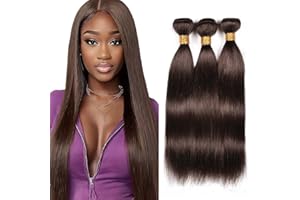 Tuheerst Straight #4 Chocolate Brown Color Human Hair Bundles Doubles Weft Weave 3 Bundles Total 150g Unprocessed Human Hair Extension For Women 18 20 22 Inch