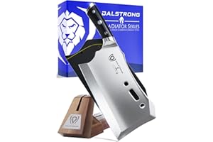 DALSTRONG Obliterator Meat Cleaver - 9" - Gladiator Series R - Stand and Sheath Included - Razor Sharp Massive Heavy Duty - 3lbs - 6mm Thickness - 7CR17MOV High Carbon Steel - NSF Certified