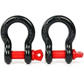 FreeTec 4x4 Shackles, 4.75T Load Capacity, 3/4" Galvanized Steel Shackle with Threaded Bolt, M19 Large Shackles Trailer Sling
