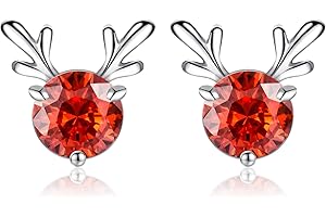 ITESSY Christmas Earrings for Women, Silver Xmas Reindeer Stud Earrings with Shiny Cubic Zirconia│Small Deer Stud Earrings for Girls│White Gold Christmas Studs Earrings for Gifts