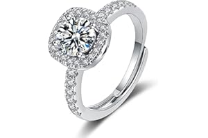 GMEDRIDAS Fedina Argento 925 Donna Anelli Regolabili Delle Signore,Bianco Quadrato Zirconia Birthstone Thumb Ring Anelli Nuziali Anelli di Fidanzamento Regalo per le Donne