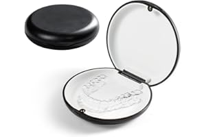 LTMMC Black Retainer Case, Portable Aligner Case, Magnetic Closure & Textured Liner for Retainer Box, Orthodontic Mouth Guard Case