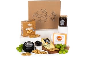 Virginia Hayward Cheese Hamper - Hampers & Gourmet Gifts, Blue Stilton, Red Leicester, Cheddar, Caramelised Onion Chutney and Oatcake Bites - Hamper Gifts for Women and Men
