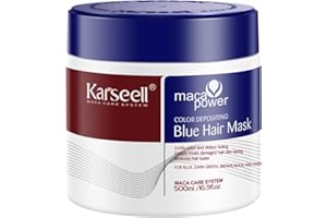 Karseell Blue Hair Mask Colour Depositing Mask Colour Protect Conditioner, Restore and Enhance Blue Tones for Color-Treated Hair, 500ml