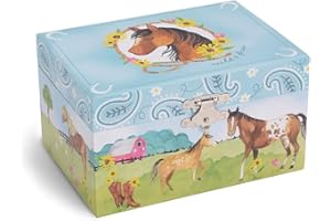 Jewelkeeper - Portagioie Musicale per Bambine con Cavallo Danzante, Design a Stalla e Melodia Home on the Range - Carillon con Spazio per Gioielli e Ricordi