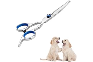 JEZIORO Dog Grooming Scissors,Grooming Products for Dogs,Pets Beauty Tool UK Accessories for Cleaning Puppy or Cat or Horse Face Professional Trimming Supplies,Metal Curved Hair Rounded Top Thinning Shears