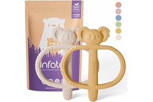Infatot® Koda Koala Bitey – 2‑Pack Silicone Baby Teething Toys for Newborns, Infants & Toddlers, BPA‑Free Teether Toy 0‑6 Months, Hand Teethers for Babies, Sensory Teething Relief – Yellow & Cream
