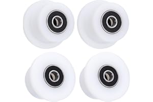 sourcing map 4 Pack Nylon Machined Wheels/Rollers Gym Replacement Wheels Fits for Total Gym Accessories Part with Bearings Through Hole of 5/16" in Diameter, White
