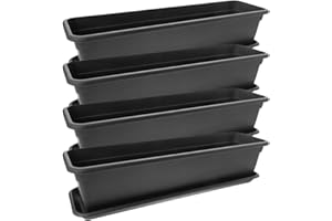 2FRIENDS Lot de 4 jardinières de balcon pour balcon 60 cm, anthracite, bac à fleurs, rebord de fenêtre extérieur, jardinières de balcon avec bac à fleurs, soucoupe, jardinières de balcon en plastique,