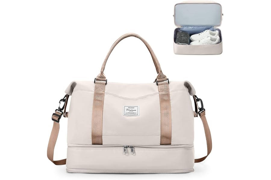 for Ryanair Airlines Underseat Cabin Bag 40x30x20 Weekend Overnight Carry on Holdall for Women Travel Duffel Sport Gym Tote Mum Hospital Bags with Wet Pocket,A01-beige Brown