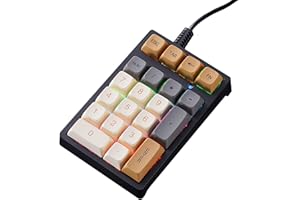 HMHAMA Teclado numérico mecánico USB mini con cable de 21 teclas, interruptor azul, teclado numérico, retroiluminación, diseño extendido