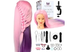 NEVERLAND BEAUTY & HEALTH Neverland Beauty 60cm Testa Studio Manichini Parrucchiere Cosmetologia Formazione Manichino Pratica Viola Modello 100% Capelli Sintetici Con Morsetto & Hair Styling Tools