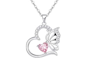 TUSUZIK Collana Donna Argento 925 Cuore Farfalla Dicembre Birthstone Necklace Gioielli per Mogile Regali Anniversario Compleanno Valentins Day