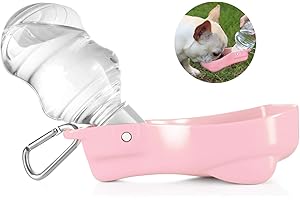 Flexzion Trinkflasche Hunde für Unterwegs - 280ml, Tragbare Wasserflasche, Hundetrinkflasche, Hundeflasche Hunde Katzen Haustieren für Draußen Outdoor Reise Wandern Spaziergang Training - Rosa