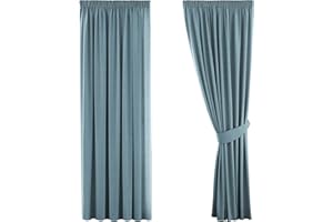 H.Versailtex 2 Panels Citadel Blackout Curtains Thermal Insulated Pencil Pleat Curtain Drapes Room Darkening & Energy Saving for Bedroom/Kitchen with Two Matching Tiebacks, 66" Width x 54" Drop
