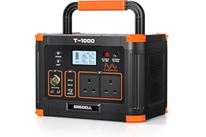 GRECELL Portable Power Station 1000W, Portable Power Station with 60W USB-C PD Output, 110V Pure Sine Wave AC Outlet Backup Lithium Battery for Outdoors Camping Travel Hunting Home (Peak 2000W)
