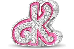 HappyStar Charme Lettre de L'alphabet Argent Sterling 925 Zircone Letter Charms,12 Zodiac Anniversaire Bead Charms pour Femme,Cadeau Rose Convient pour Européens et Pandora Bracelets Colliers