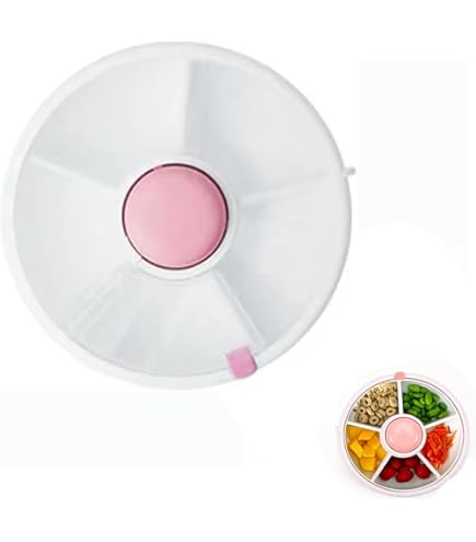 YZROHYI Snackbox Rund Drehbar - 5 Fächer Mit Deckel Für Unterwegs