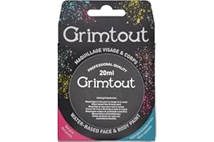 GRIM’TOUT Galet de fard de maquillage de fête pour enfant et adulte, pour visage et corps, tous type de peau, 20ml - Couleur Noir