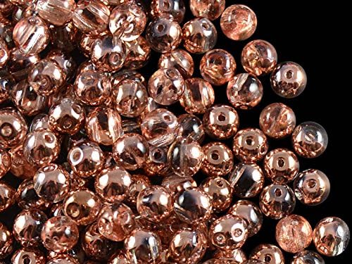 50pcs RounDuo Beads - Czech round Pressed Beads with two holes, Ø 5mm, Crystal Capri Gold