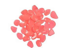 MacroHu 50 Stück Leuchtsteine Nachtleuchtende Steine Aquarium Steine Fluoreszierend Pebble Kieselsteine Leuchtende Steine Für Garten Steine Leuchtet im Dunkeln Outdoor Dekosteine Leuchtkiesel - Rosa