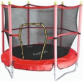 Leyaton &Ccedil;ocuk Trambolini Fileli Korumalı 152 cm, Kırmızı