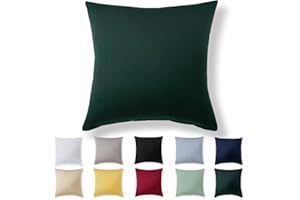 Alreya Poszewka na poduszkę 40 x 40 cm, leśna zieleń - 100% bawełna jersey - poszewka na poduszkę 40 x 40 cm, dżersej, super miękka poszewka na poduszkę 40 x 40 cm, z zamkiem błyskawicznym