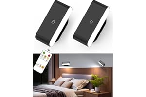 AMAGLE Battery Operated Wall Sconces Set of 2, Rechargeable LED Wall Mounted Light with Remote Control, Stick On Magnetic Wall Lights for Bedroom, 3 Modes Dimmable Bedside Reading Wall Lamps for Bedroom