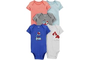 Acuryx Body a Maniche Corte Unisex Bambino Pacco da 5 Pezzi Pagliaccetti Neonato Estivi Tutine di Cotone 0-24 Mesi