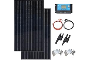 XINPUGUANG 200W Kit Panel Solar Monocristalino : 2pc 100W 12V Panel Solar+20A PWM Solar Controlador para autocaravanas, barcos, caravanas
