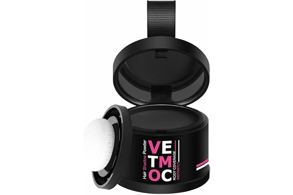 VETMOC Cover-Up Hair Powder- Black, Helps Cover Grey Roots & Bald Spots Instantly, Highly Pigmented, Fuller and Denser, Long-Lasting & Matte Finish, Super-Fine Powder for Flawless Application, 4gm