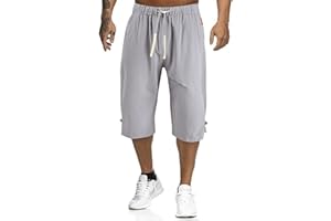 TOFOTL Bermuda Lin Homme Long Cordon Couleur Uni Casual Respirant Jogging Funky Lightweight Classique Plage Pantacourt Short