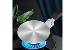 Edelstahl-Gasherd-Diffusorplatte, NISPOTDOR Kochfeld, Wärmeverteiler, Kochen, Induktionsplatte, Adapter mit ergonomischem Griff für Milchkaffee, Kochgeschirr, 20,1 cm für Mokka