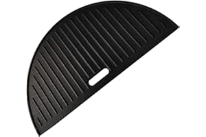 GriHero Half Moon Cast Iron Reversible Grill Griddle Accessory for Kamado Joe, Large Big Green Egg and Other Kamado Grill, 18-in Half Moon Cooking Grate