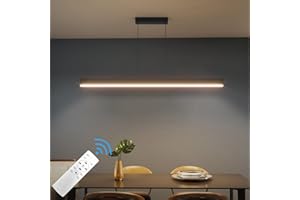 Klighten Led Lámpara Colgante De Comedor 100Cm/36W, Regulable 3000K–6000K, Lamparas de Techo Con Mando a Distancia, Lámpara De Comedor Diseño Lineal Ajustable 150cm, Para Cocina Oficina, Negro