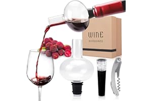 Yobansa Decanter per Vino in Vetro, caraffa per Vino, cavatappi per Vino, Tappo per Vino, versatore per Vino, Set Decanter per Vino, Set Regalo Accessori per Il Vino (glass)