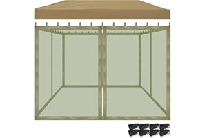 Jianyana Laterali Zanzariere per Gazebo con 8-Sacchetto Portante, 4 Pannelli con Cerniera Tende Zanzariera di Ricambio Universale (Verde, 300×300CM)