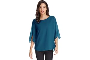 GRACE KARIN Camicia Donna Paillettes a Manica a 3/4 Top Elegante Girocollo Manicotto Split