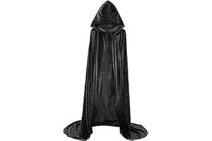 EONPOW Capa Larga con Capucha Capa de Terciopelo Bruja Cosplay Mago Túnica Disfraz Halloween Mujeres y Hombres