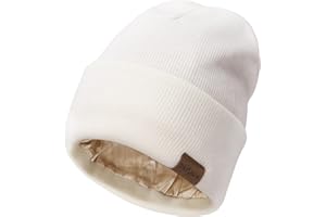 DRESHOW Berretto Invernale da Donna Cappello Caldo Beanie Morbida Comoda in Maglia in Raso Inverno All'aperto Cappelli con Polsino in Elasticizzata con Fodera