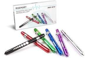 RISEMART 6 Stück Diagnostikleuchte Pupillenleuchte Wiederverwendbare LED Stiftlampe mit Taschenclip alsr Krankenschwestern Ärzte Schüler Stiftlicht (6 Stück)