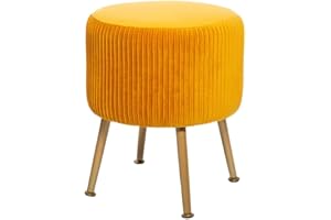 ATMOSPHERA CREATEUR D'INTERIEUR Atmosphera - Taburete 'Solaro' Mostaza en Terciopelo Plisado