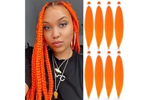 SOKU Cheveux Tressés Pré-étirés 8 Paquets EZ Easy Braid Synthétique Tresses 61cm OrangeTressage Extensions Yaki Texture Faisceaux de Cheveux Pre Stretched Jumbo Braid Réglage de l'eau chaude…