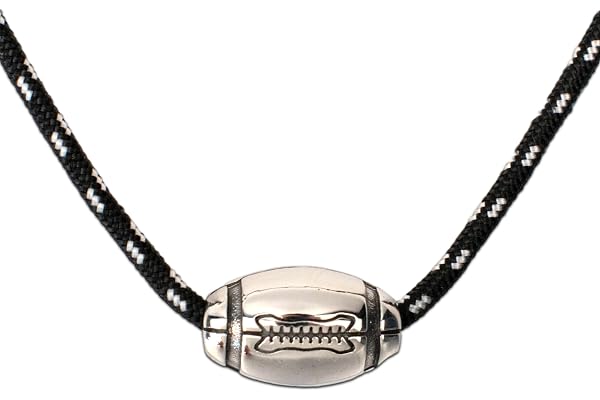Ernestine - Collier Rugby acier inoxydable - Colliers hommes fans de sport - pendentif forme ballon de rugby - cadeau fête des pères - idée cadeaux papa et papi - Bijoux homme argent réglable